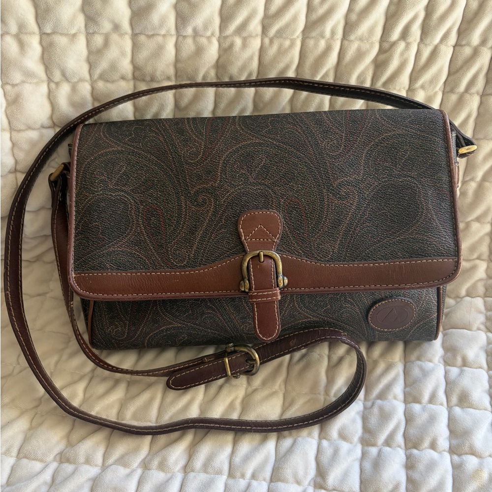 Liz Claiborne 1988 Paisley Collection Crossbody with Leather Trim